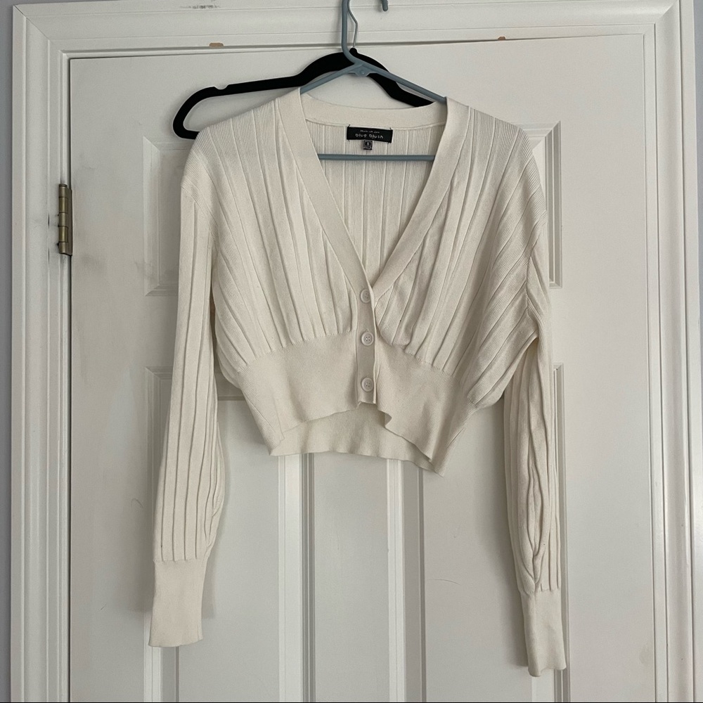white cropped cardigan